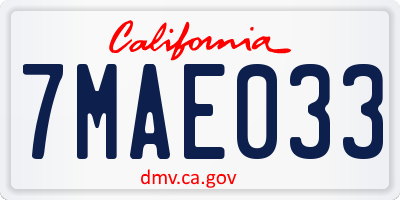 CA license plate 7MAE033
