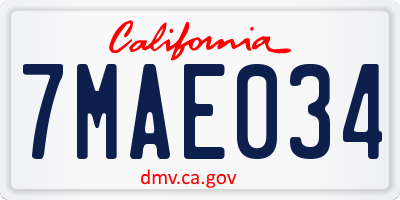 CA license plate 7MAE034