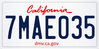 CA license plate 7MAE035