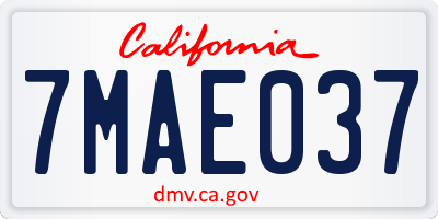 CA license plate 7MAE037