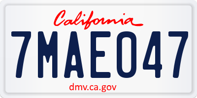 CA license plate 7MAE047