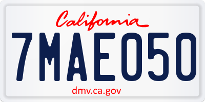 CA license plate 7MAE050