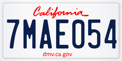 CA license plate 7MAE054