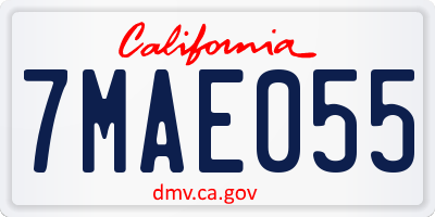 CA license plate 7MAE055