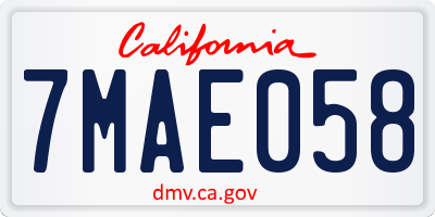 CA license plate 7MAE058