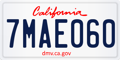 CA license plate 7MAE060