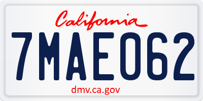 CA license plate 7MAE062