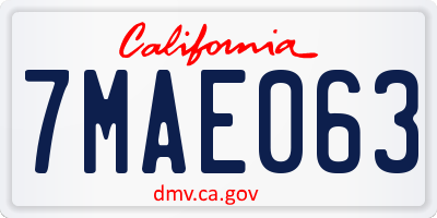 CA license plate 7MAE063
