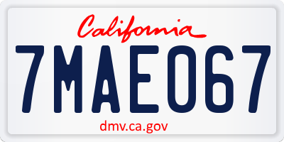 CA license plate 7MAE067