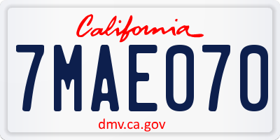 CA license plate 7MAE070