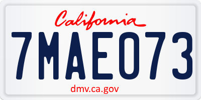 CA license plate 7MAE073