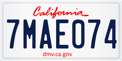 CA license plate 7MAE074