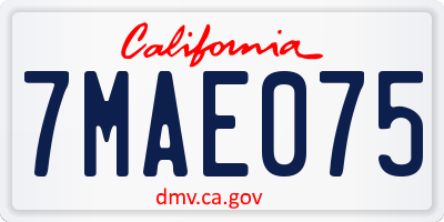 CA license plate 7MAE075