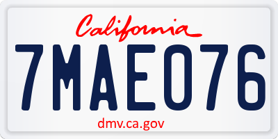 CA license plate 7MAE076