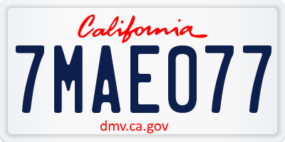 CA license plate 7MAE077