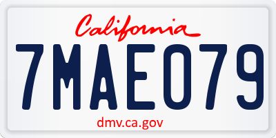 CA license plate 7MAE079