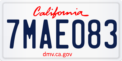 CA license plate 7MAE083