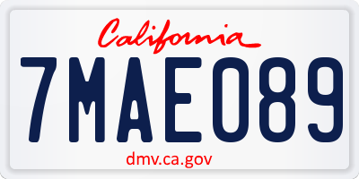 CA license plate 7MAE089