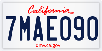 CA license plate 7MAE090