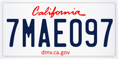 CA license plate 7MAE097