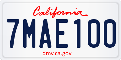 CA license plate 7MAE100