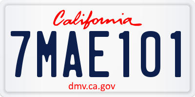 CA license plate 7MAE101