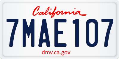 CA license plate 7MAE107