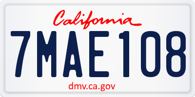 CA license plate 7MAE108