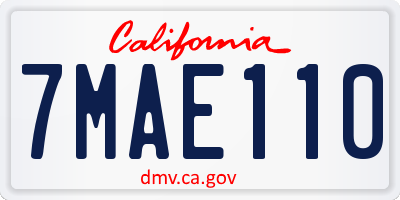 CA license plate 7MAE110