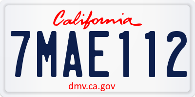 CA license plate 7MAE112