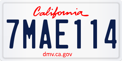 CA license plate 7MAE114