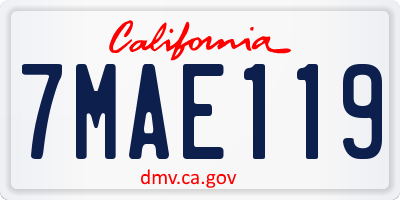 CA license plate 7MAE119