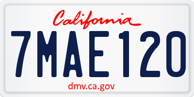 CA license plate 7MAE120
