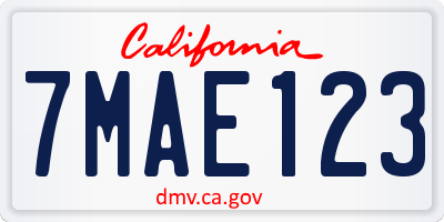 CA license plate 7MAE123