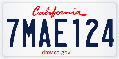 CA license plate 7MAE124