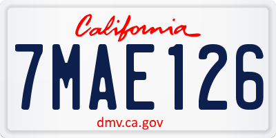 CA license plate 7MAE126