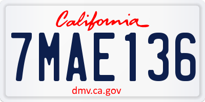 CA license plate 7MAE136