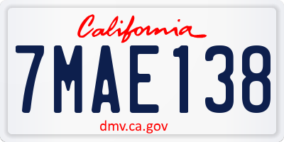 CA license plate 7MAE138