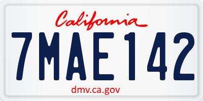 CA license plate 7MAE142