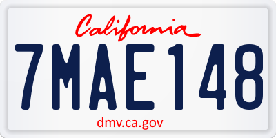CA license plate 7MAE148