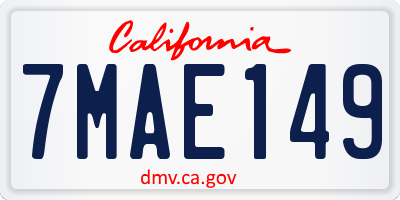 CA license plate 7MAE149