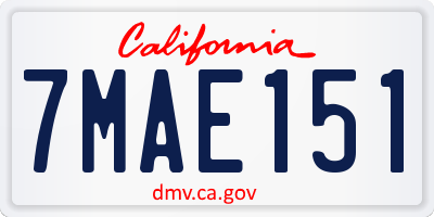 CA license plate 7MAE151