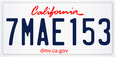 CA license plate 7MAE153