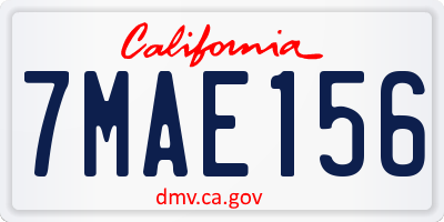 CA license plate 7MAE156