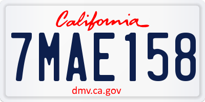 CA license plate 7MAE158