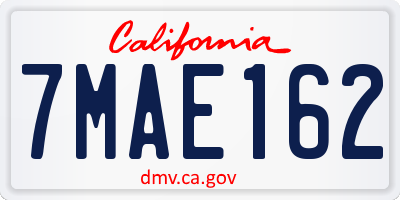 CA license plate 7MAE162