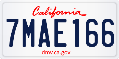 CA license plate 7MAE166