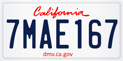 CA license plate 7MAE167