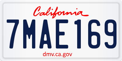 CA license plate 7MAE169