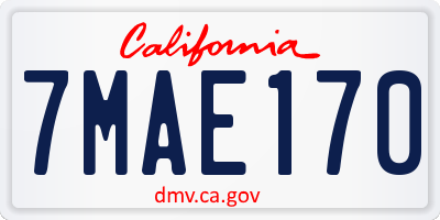 CA license plate 7MAE170